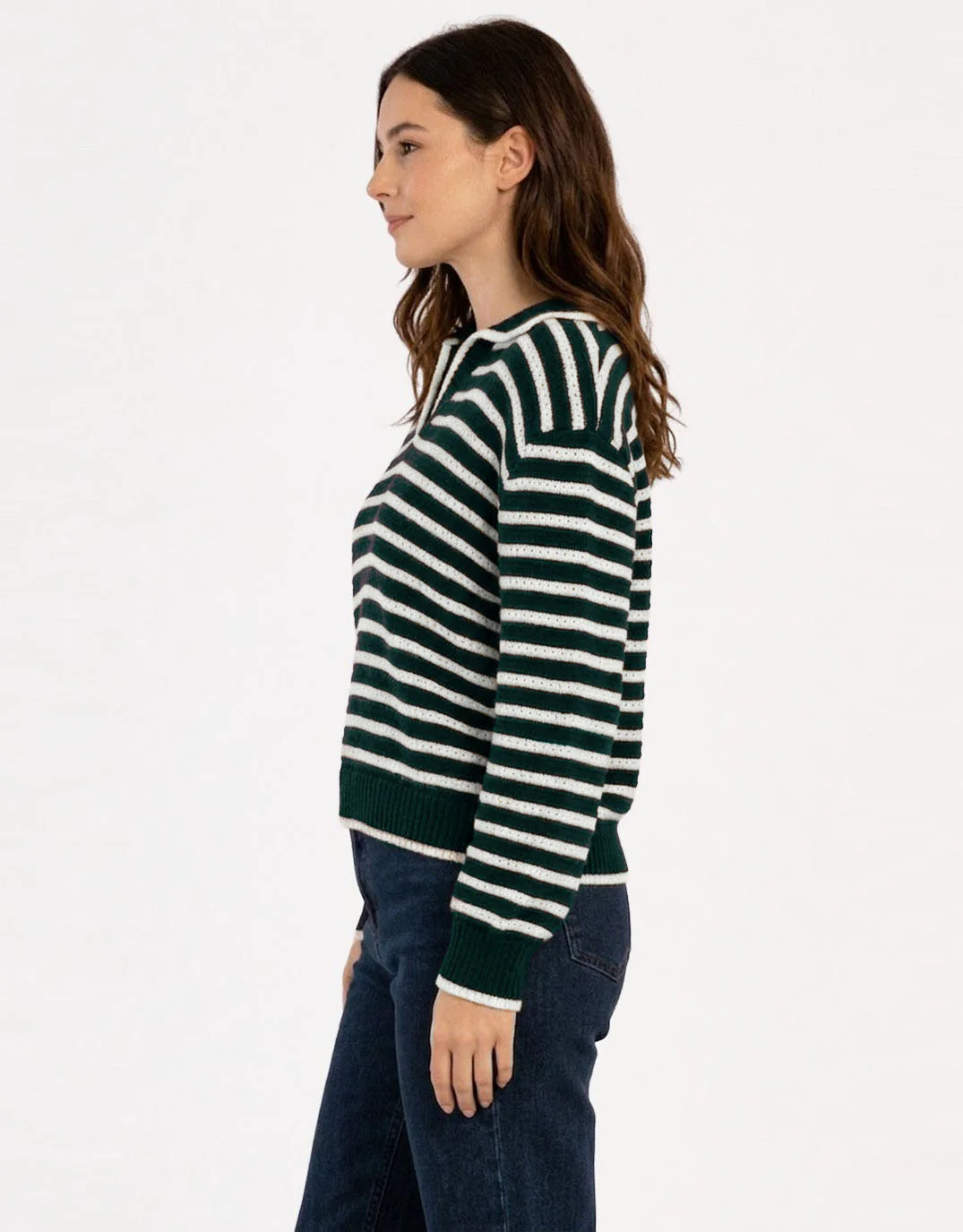 Aberdeen Polo Knit Sweat - Navy Stripe - Image 3