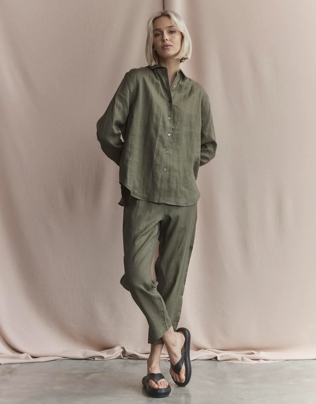 Abigail Linen Pant - Khaki - Image 5