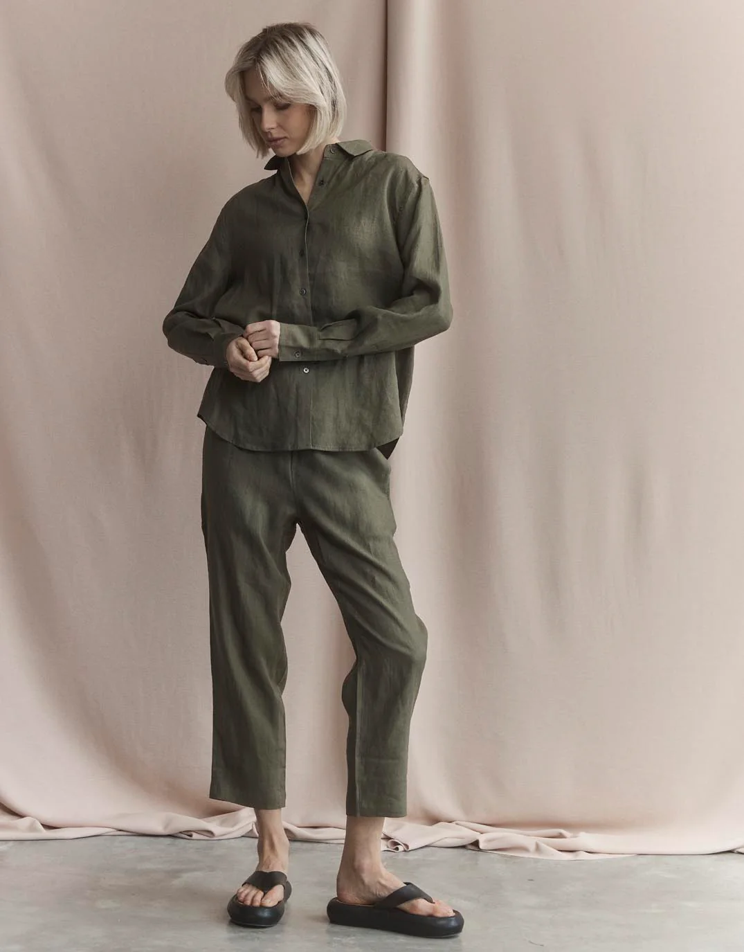 Abigail Linen Pant - Khaki - Image 6