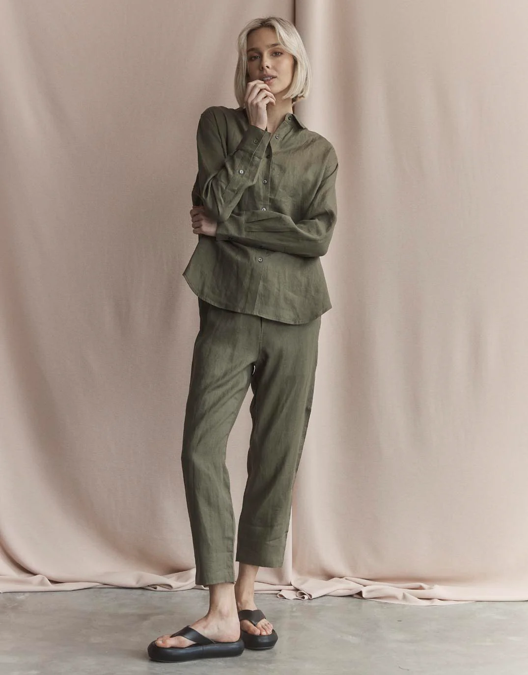Abigail Linen Pant - Khaki - Image 7