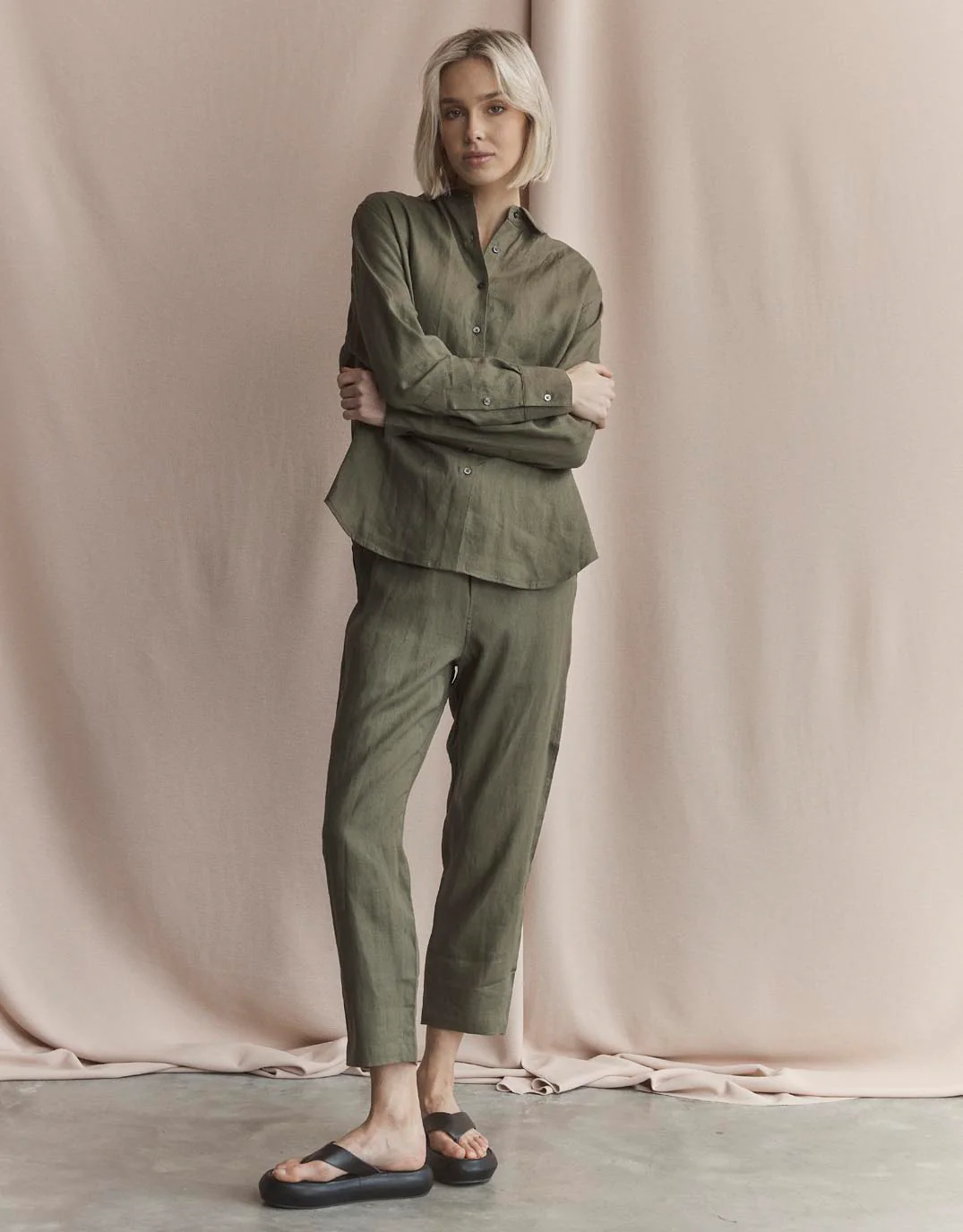 Abigail Linen Pant - Khaki - Image 8
