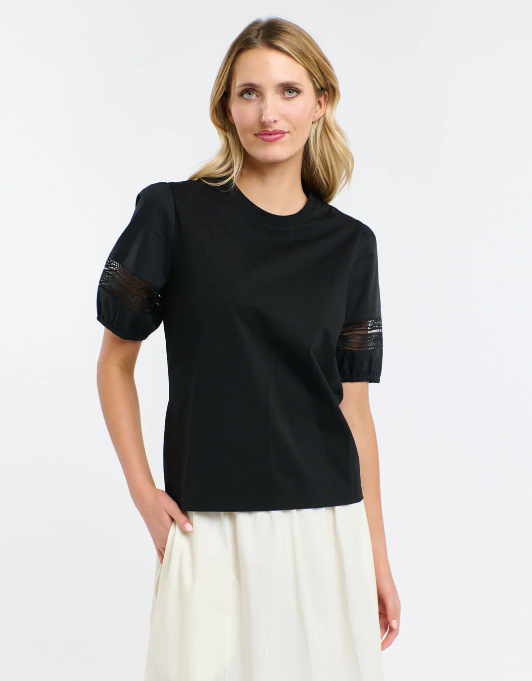 Alex Cotton Sleeve Tee - Black - Image 3