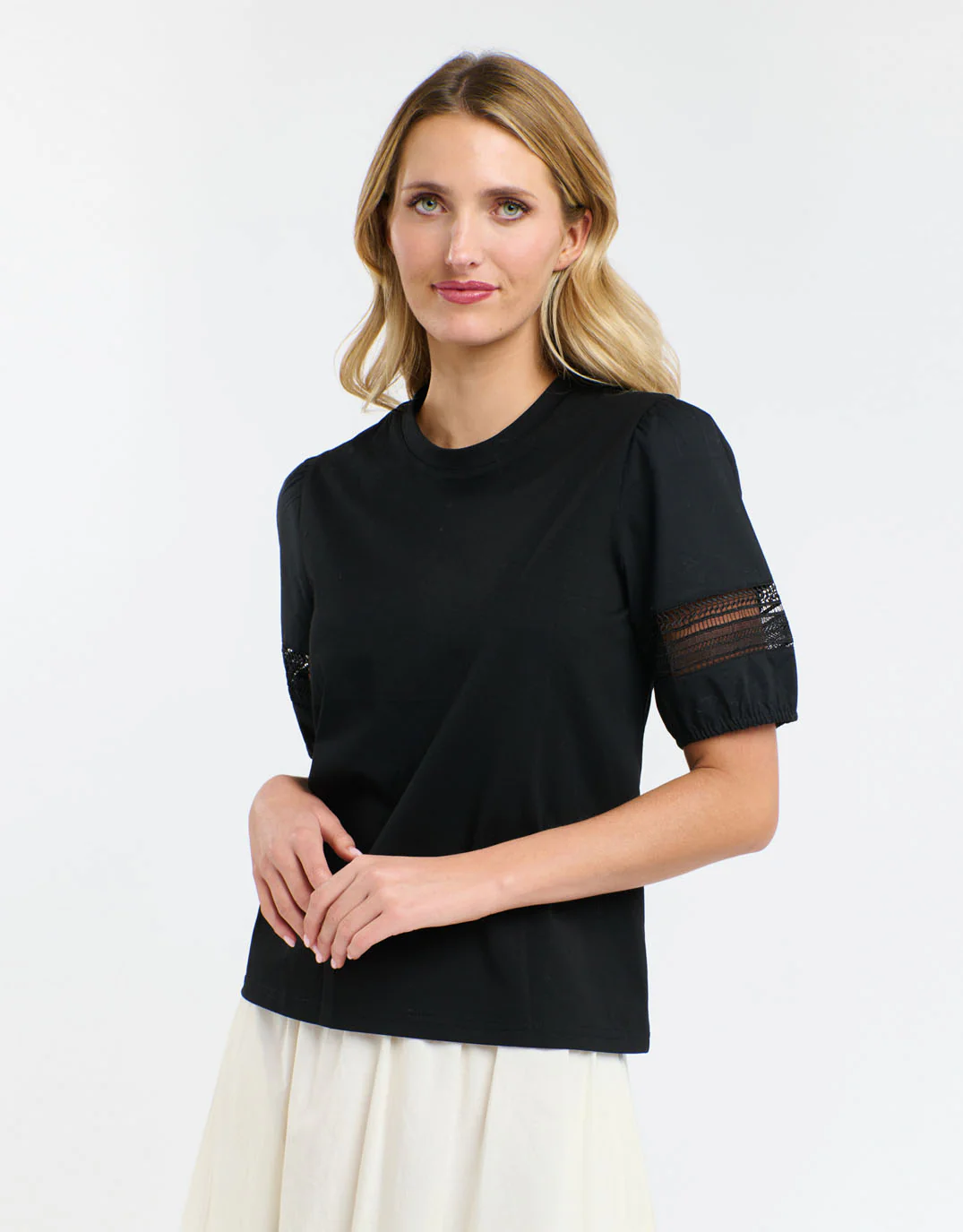 Alex Cotton Sleeve Tee - Black - Image 4