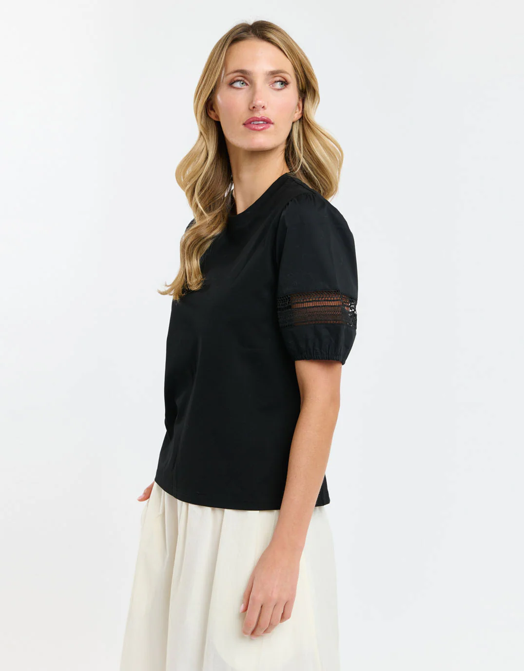 Alex Cotton Sleeve Tee - Black - Image 5