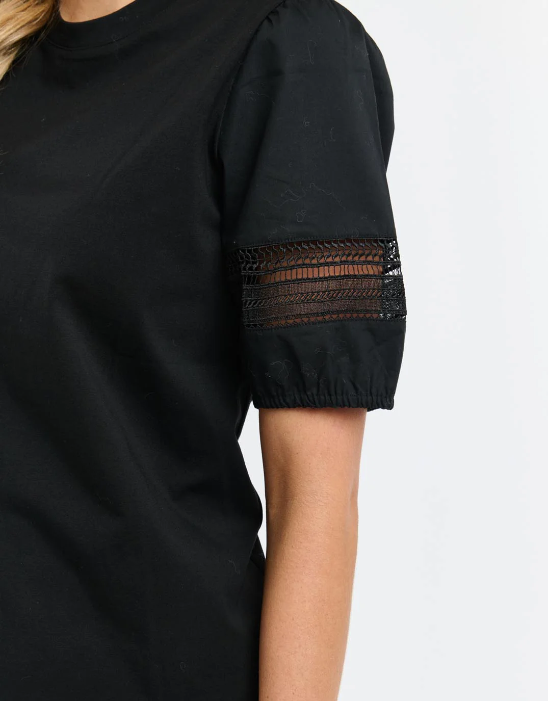 Alex Cotton Sleeve Tee - Black - Image 6
