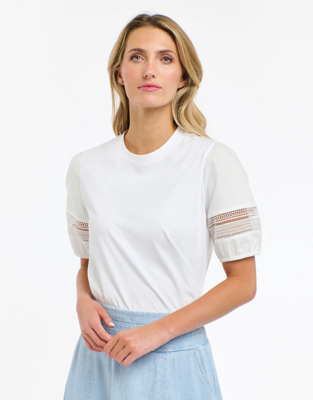 Alex Cotton Sleeve Tee - White - Image 3