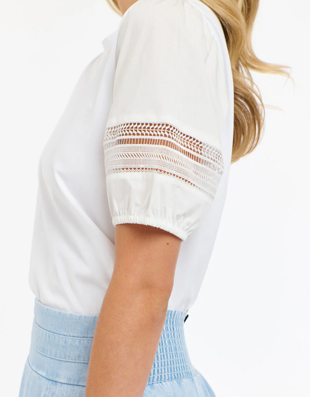 Alex Cotton Sleeve Tee - White - Image 4