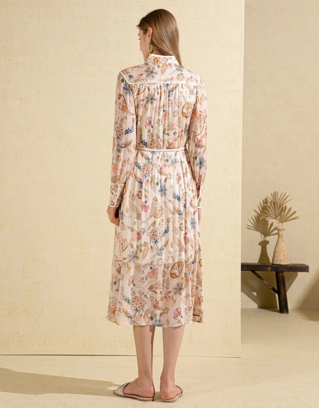 Alexandra Dress - Beige Print - Image 6