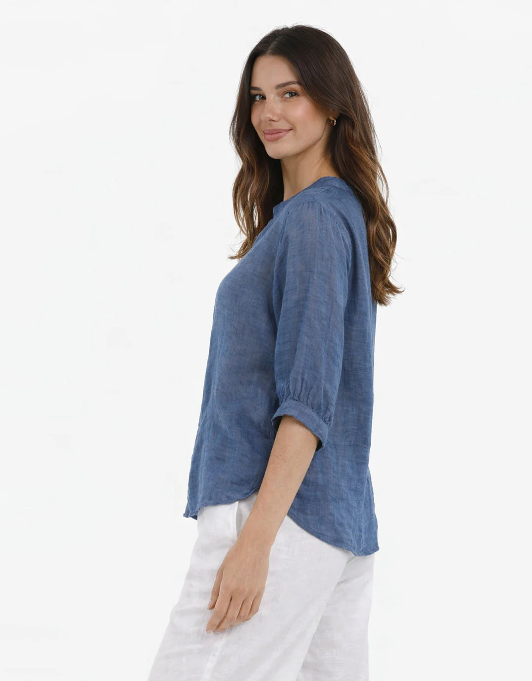Allegra Linen Shirt - Denim - Image 3