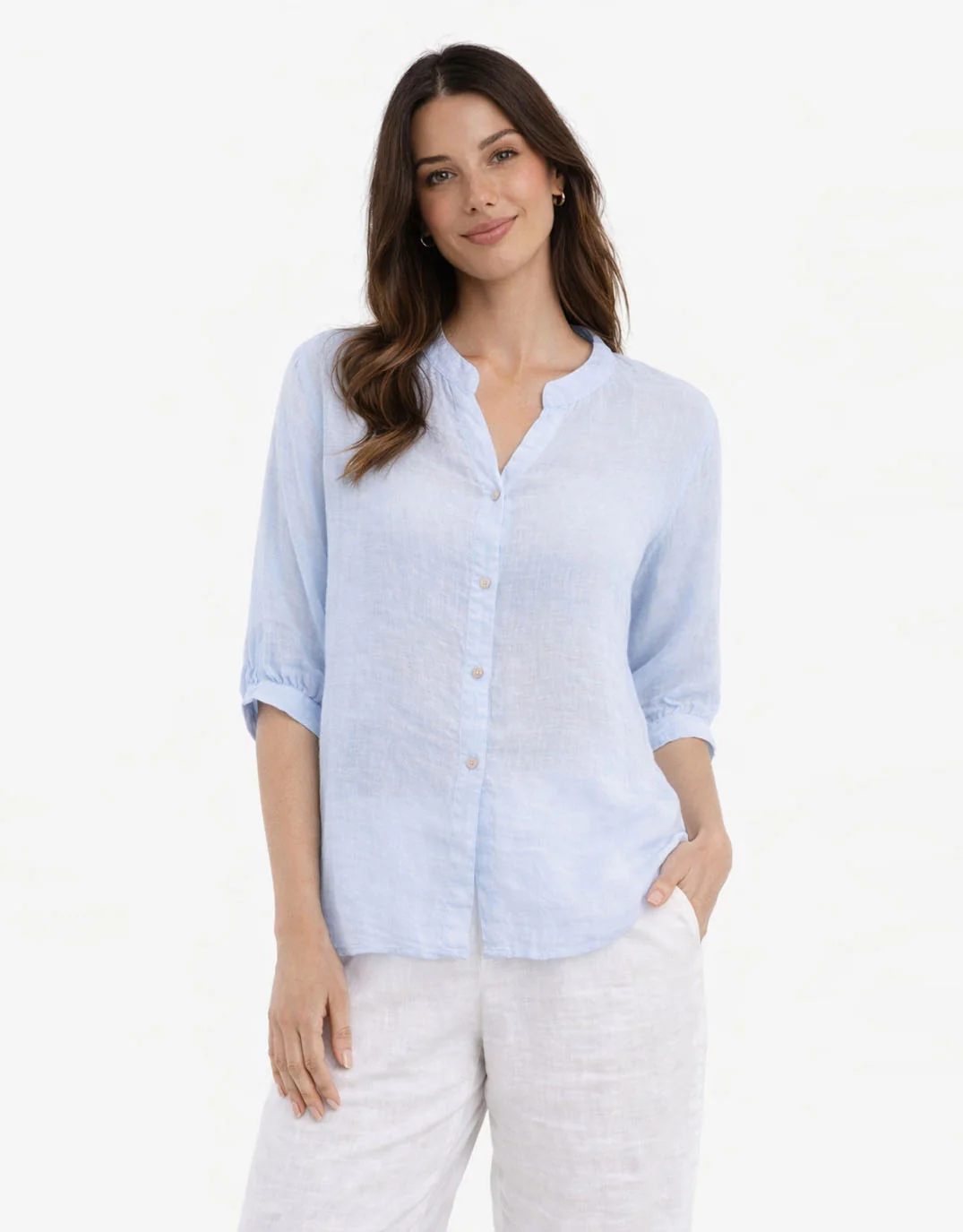Allegra Linen Shirt - Light Blue