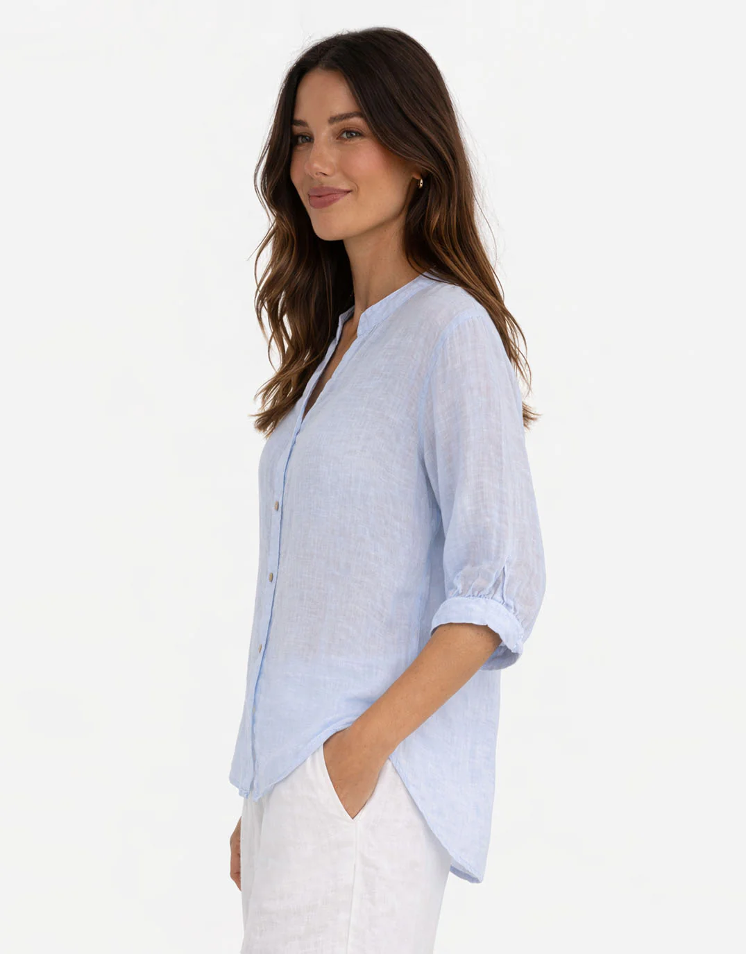Allegra Linen Shirt - Light Blue - Image 3