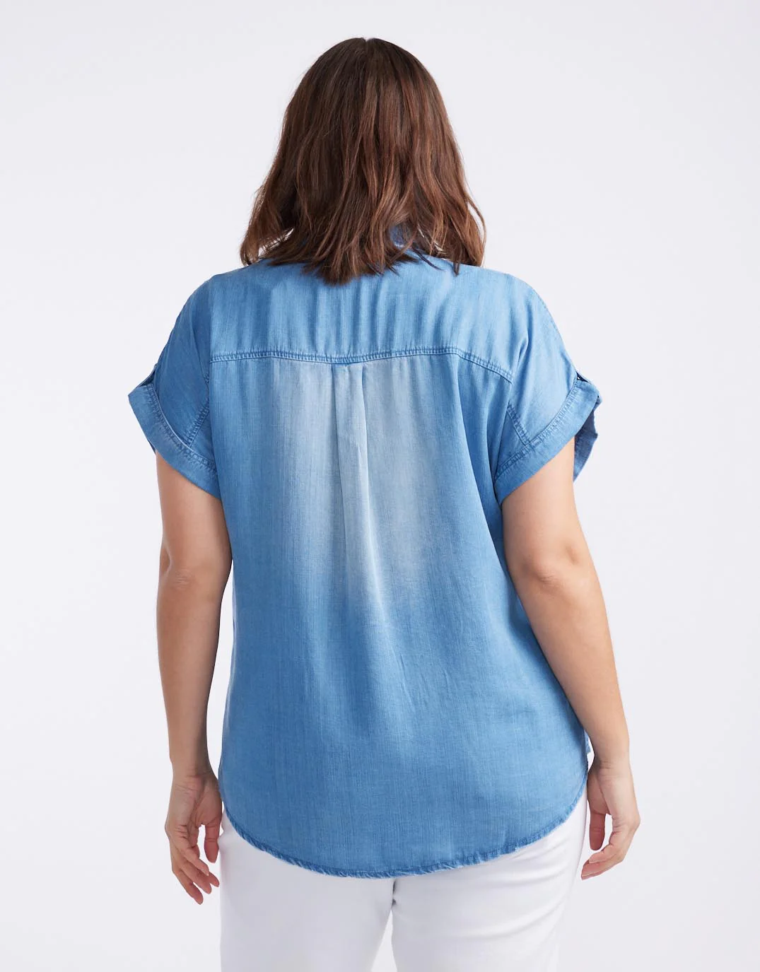 Amber Vintage Denim Short Sleeve Shirt - Chambray - Image 13