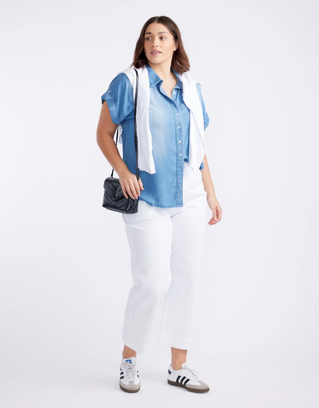 Amber Vintage Denim Short Sleeve Shirt - Chambray - Image 7