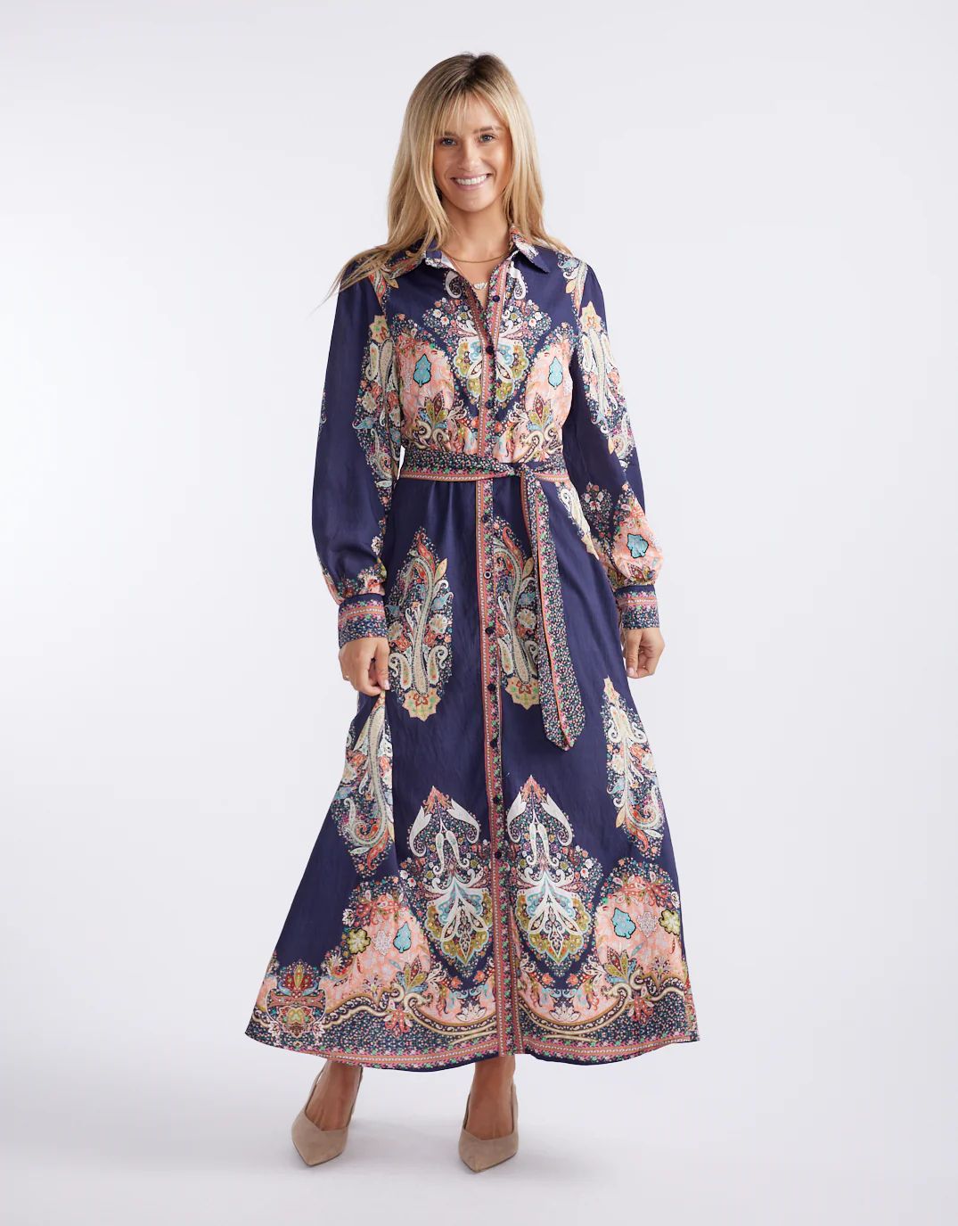 Amelie Shirt Midi Dress - Navy Print - Image 10