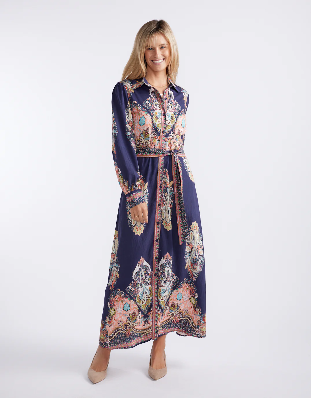 Amelie Shirt Midi Dress - Navy Print - Image 11