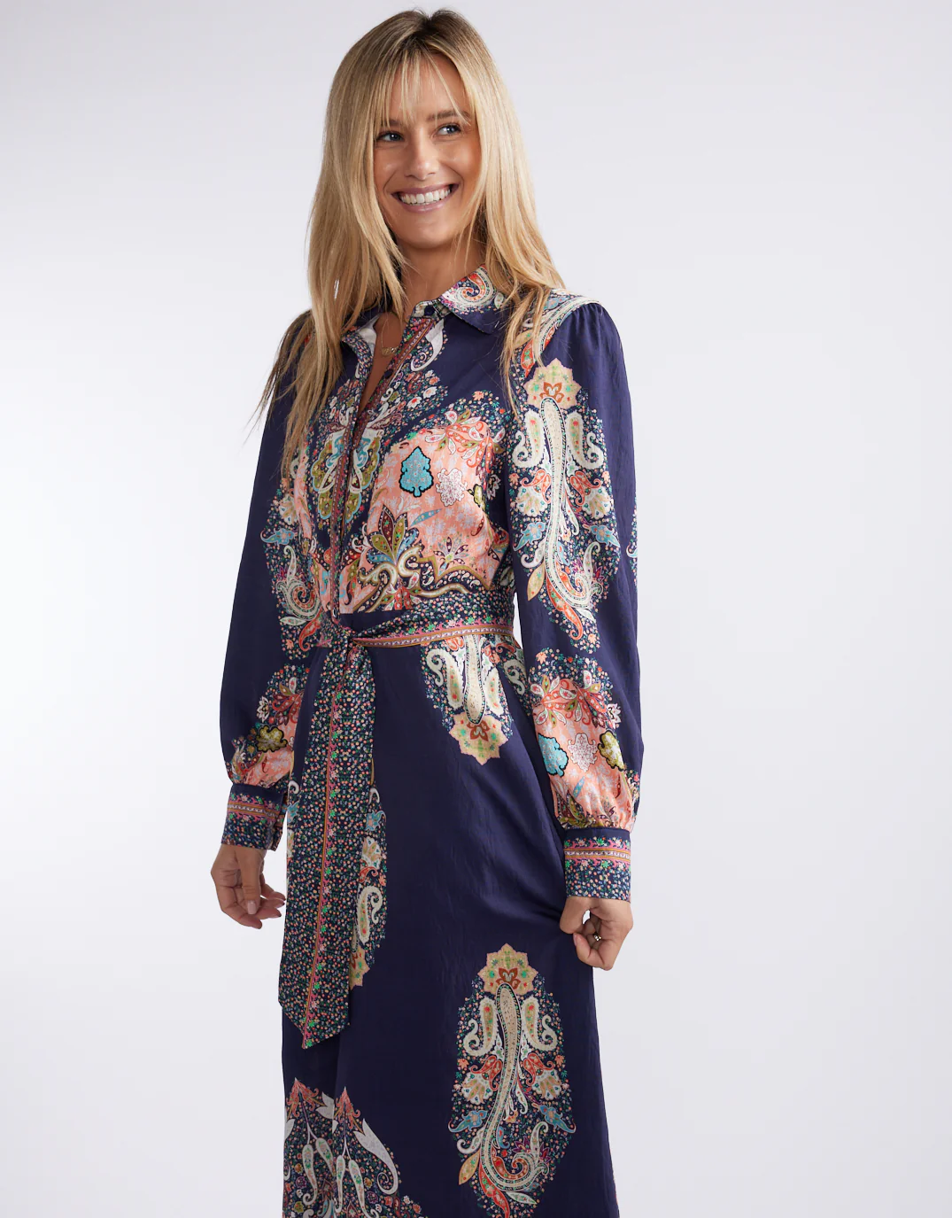Amelie Shirt Midi Dress - Navy Print - Image 5