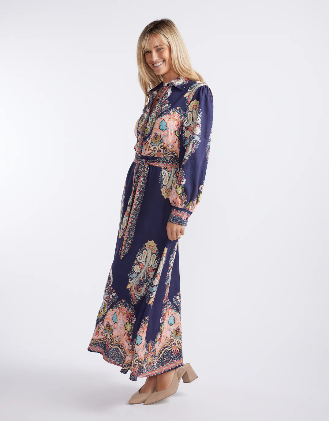 Amelie Shirt Midi Dress - Navy Print - Image 8