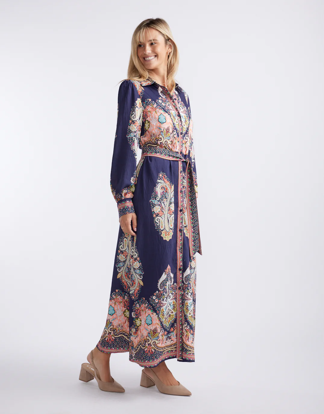 Amelie Shirt Midi Dress - Navy Print - Image 9