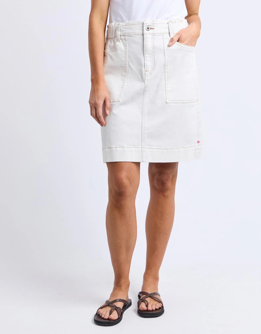 Atlas Denim Skirt - Vintage White