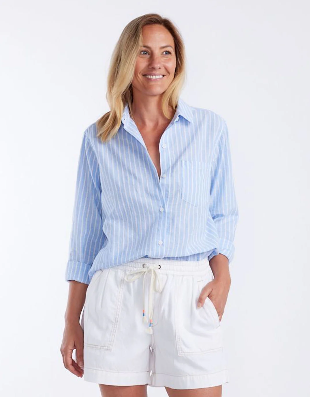 Ava Beach Shirt - Blue/White Stripe - Image 3