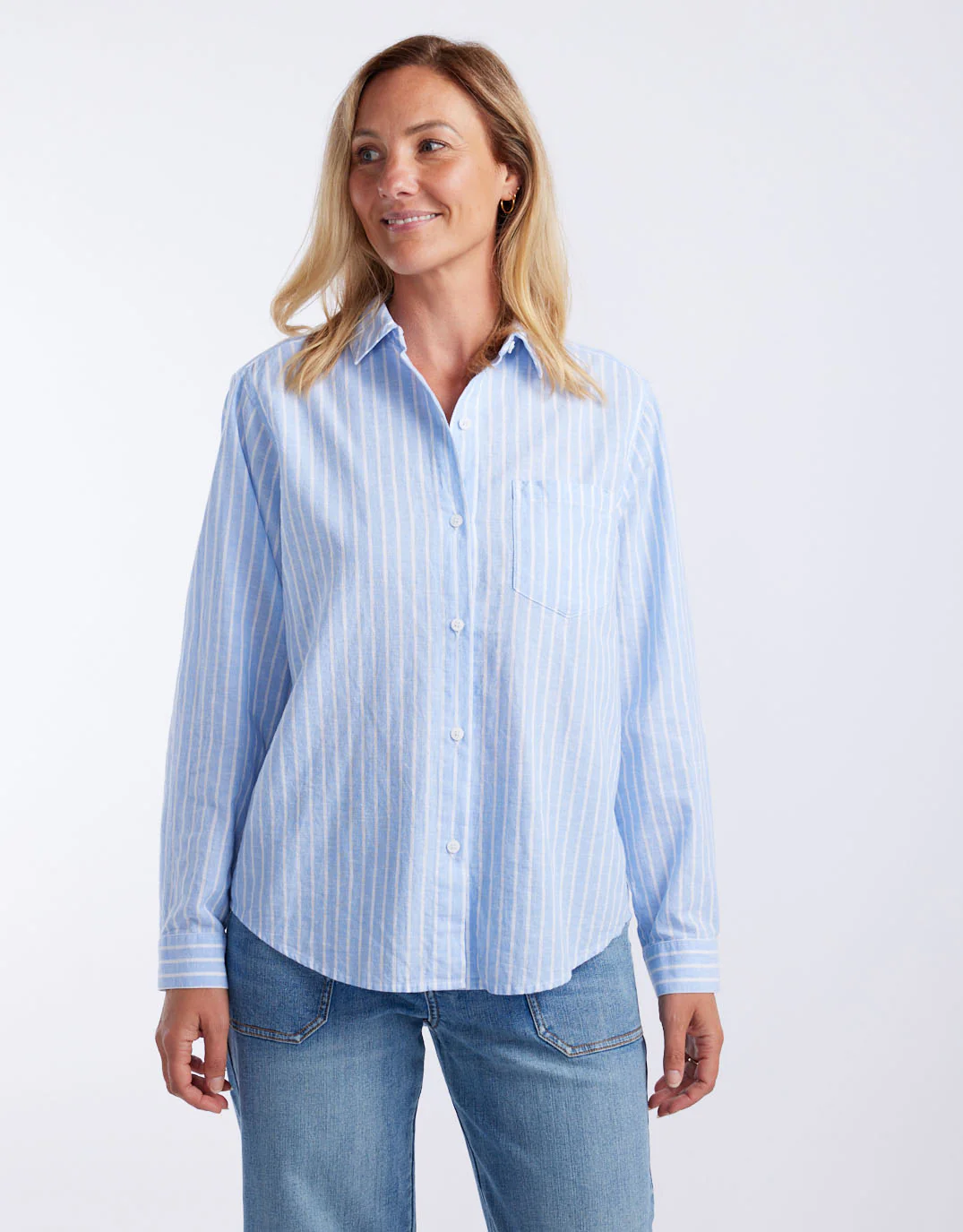 Ava Beach Shirt - Blue/White Stripe - Image 9