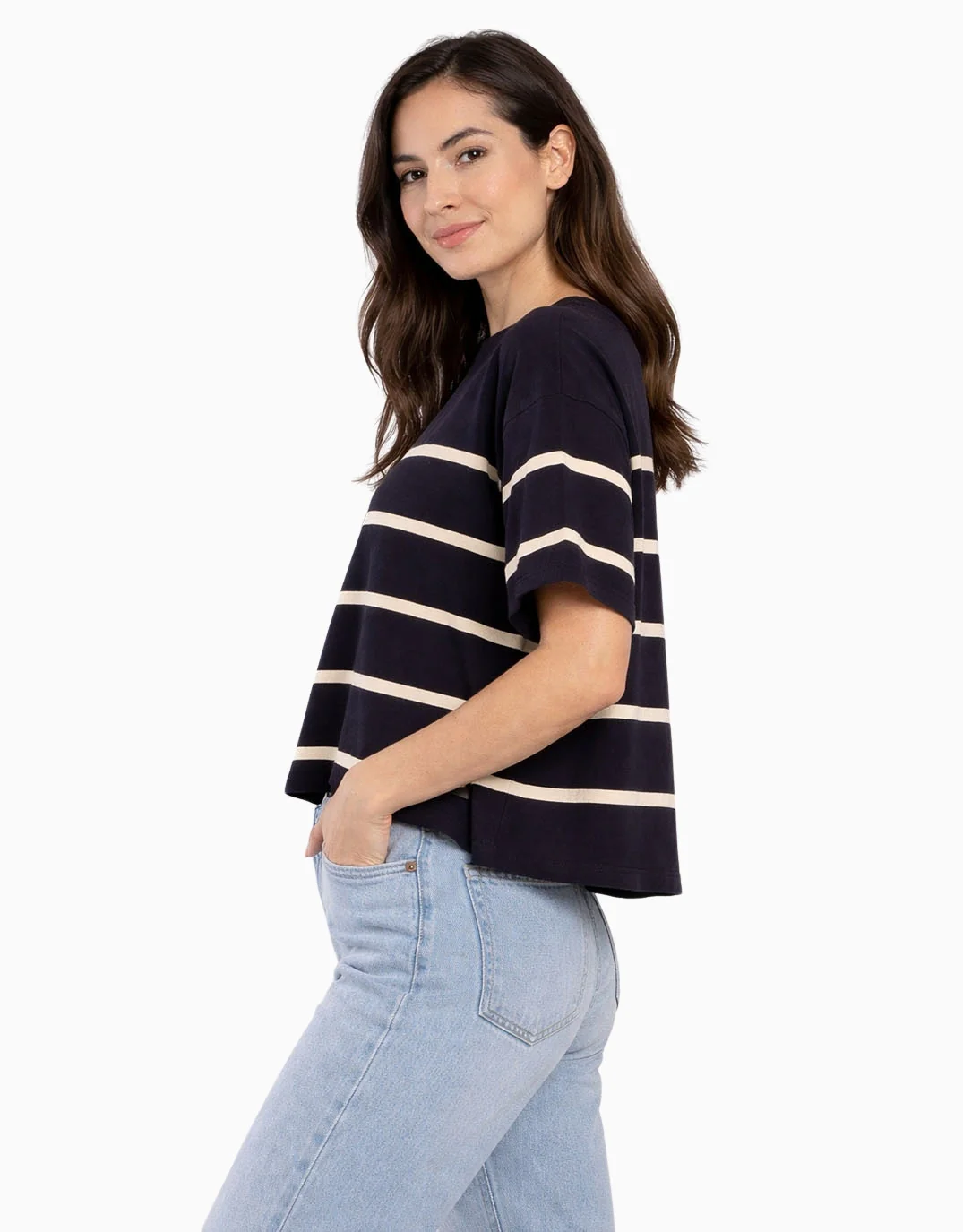 Bailey Box Sweater - Navy/Cream - Image 2