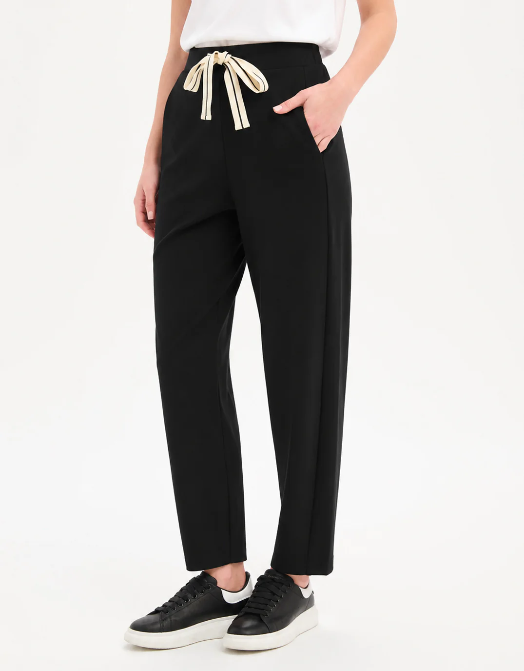 Barrel Leg Lounge Pant - Black / Cream Stripe - Image 3