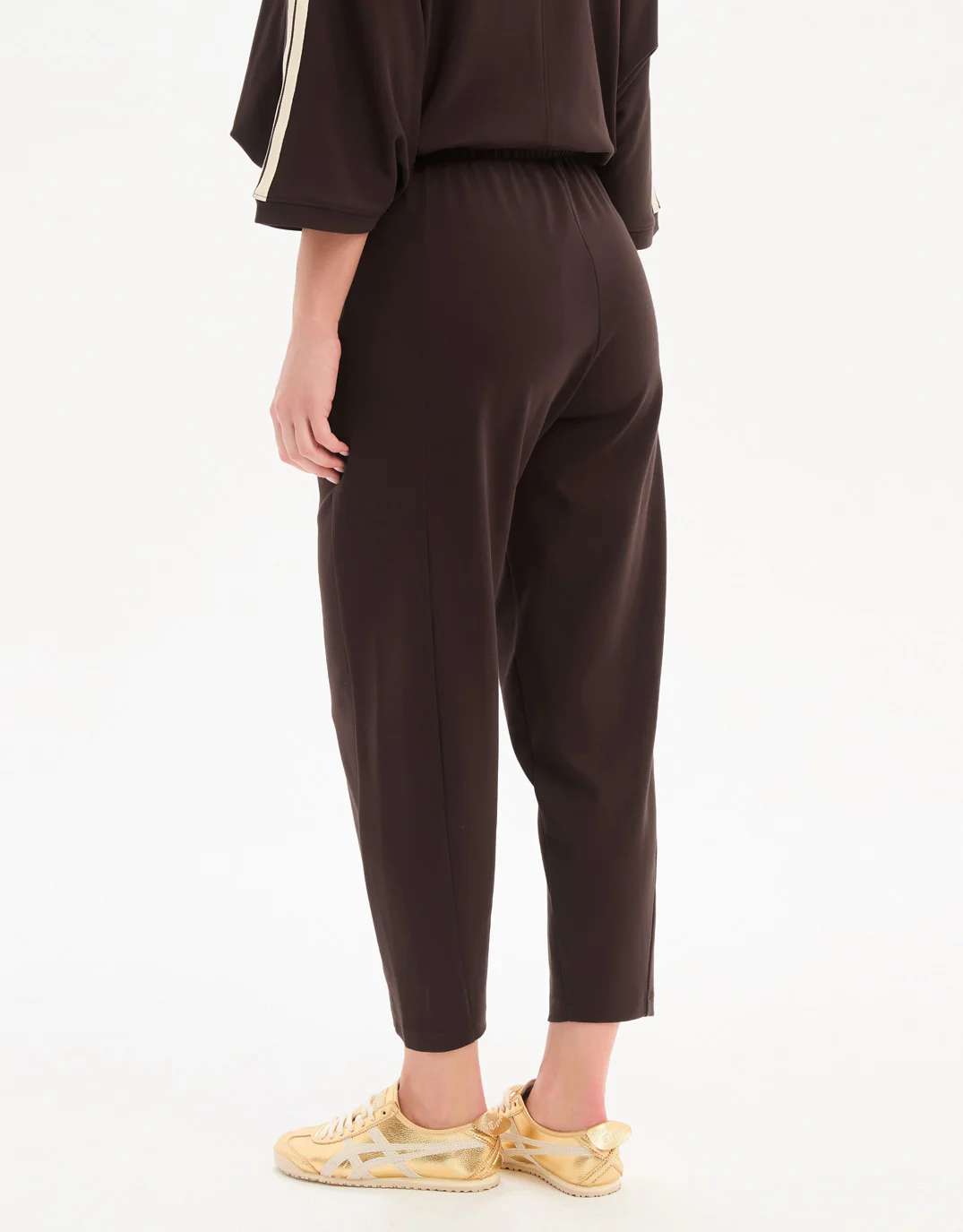 Barrel Leg Lounge Pant - Chocolate / Cream Stripe - Image 4