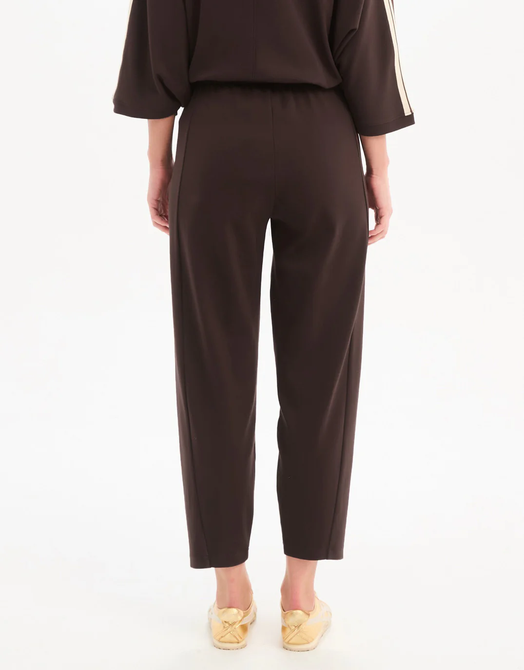 Barrel Leg Lounge Pant - Chocolate / Cream Stripe - Image 5