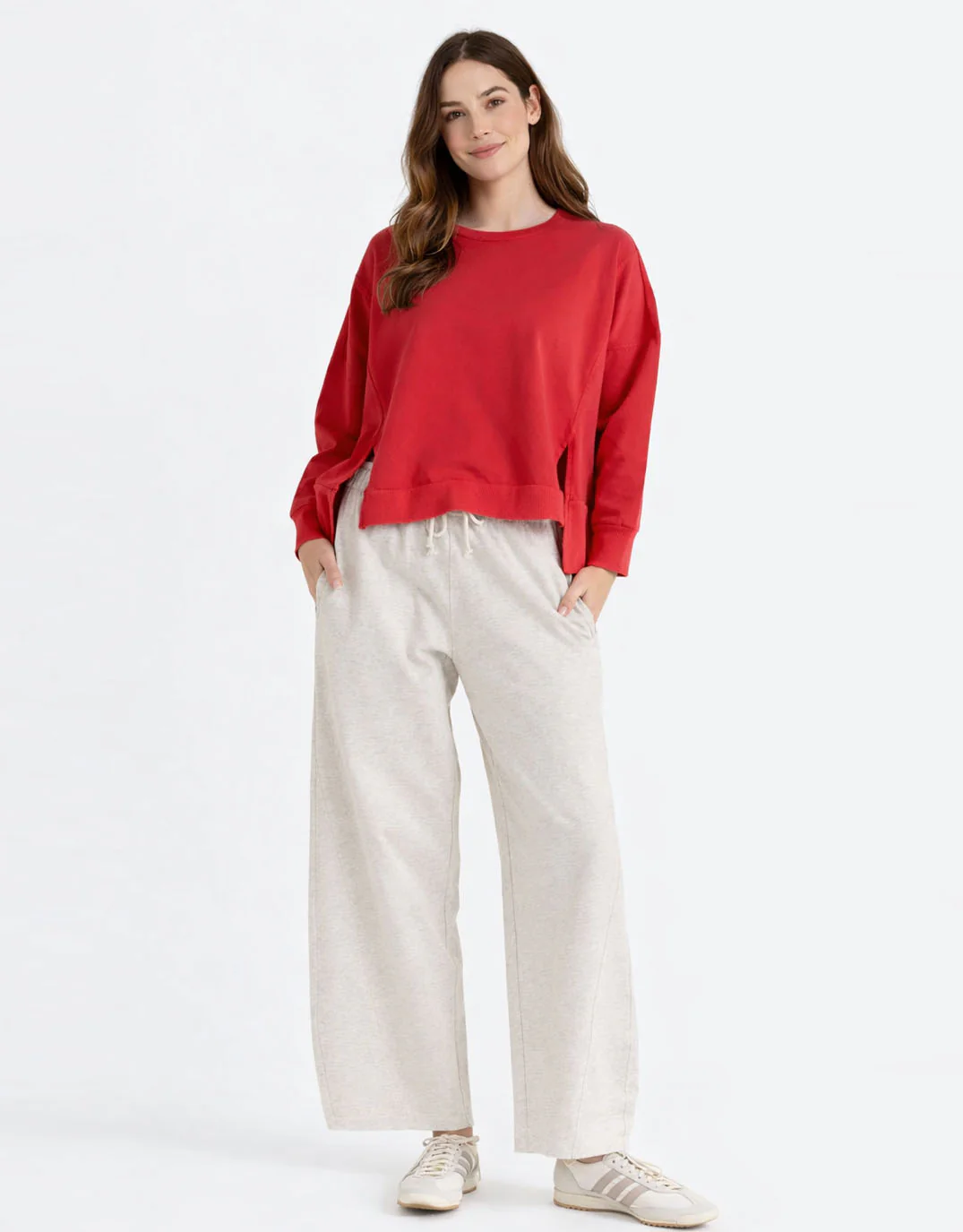 Barrel Leg Sweatpant - Grey Marle - Image 2