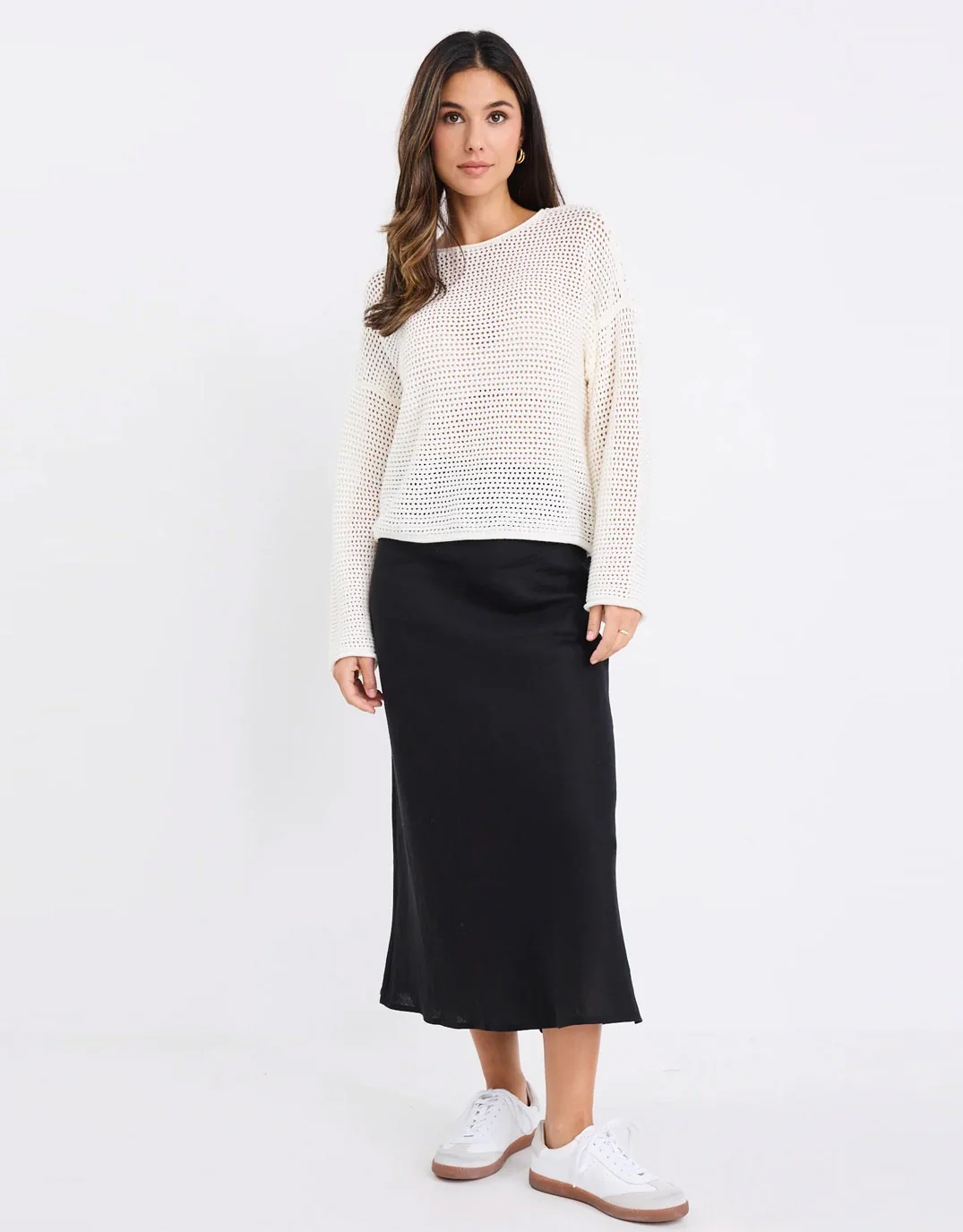 Bliss Linen Bias Midi Skirt - Black - Image 3