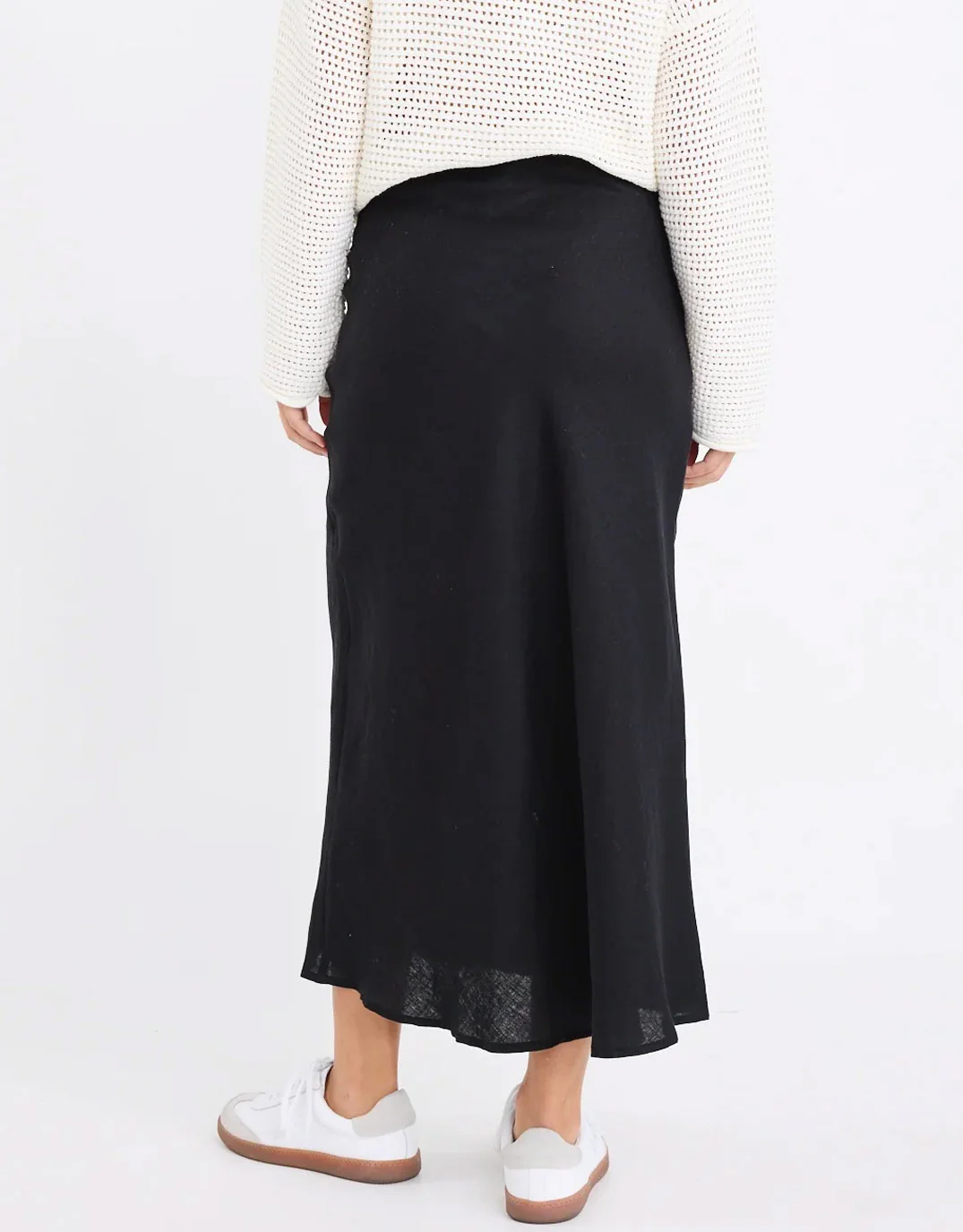 Bliss Linen Bias Midi Skirt - Black - Image 4