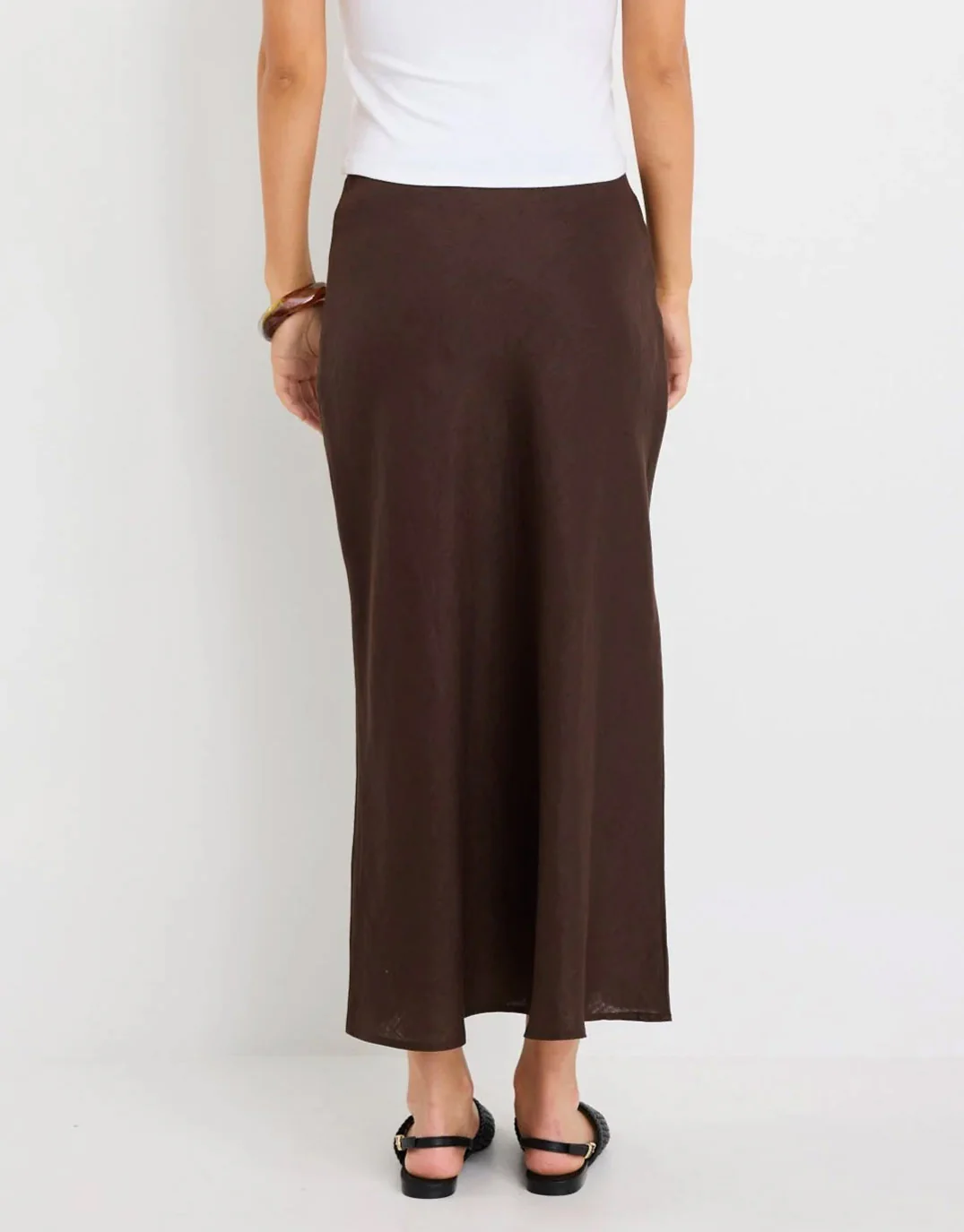 Bliss Linen Bias Midi Skirt - Dark Chocolate - Image 6