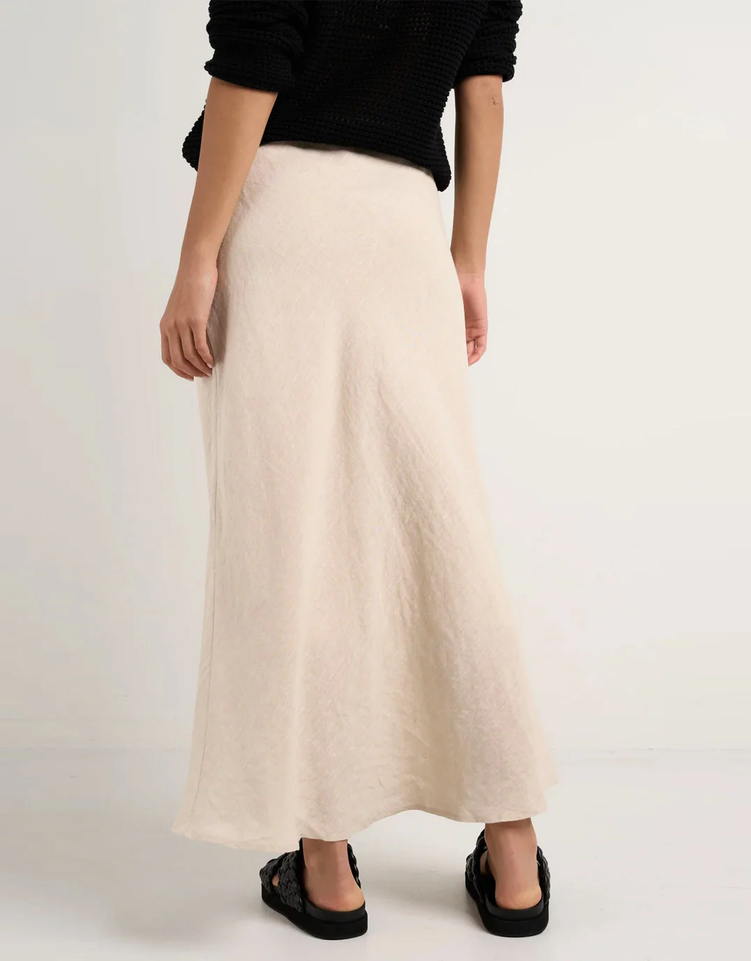 Bliss Linen Bias Midi Skirt - Natural - Image 5