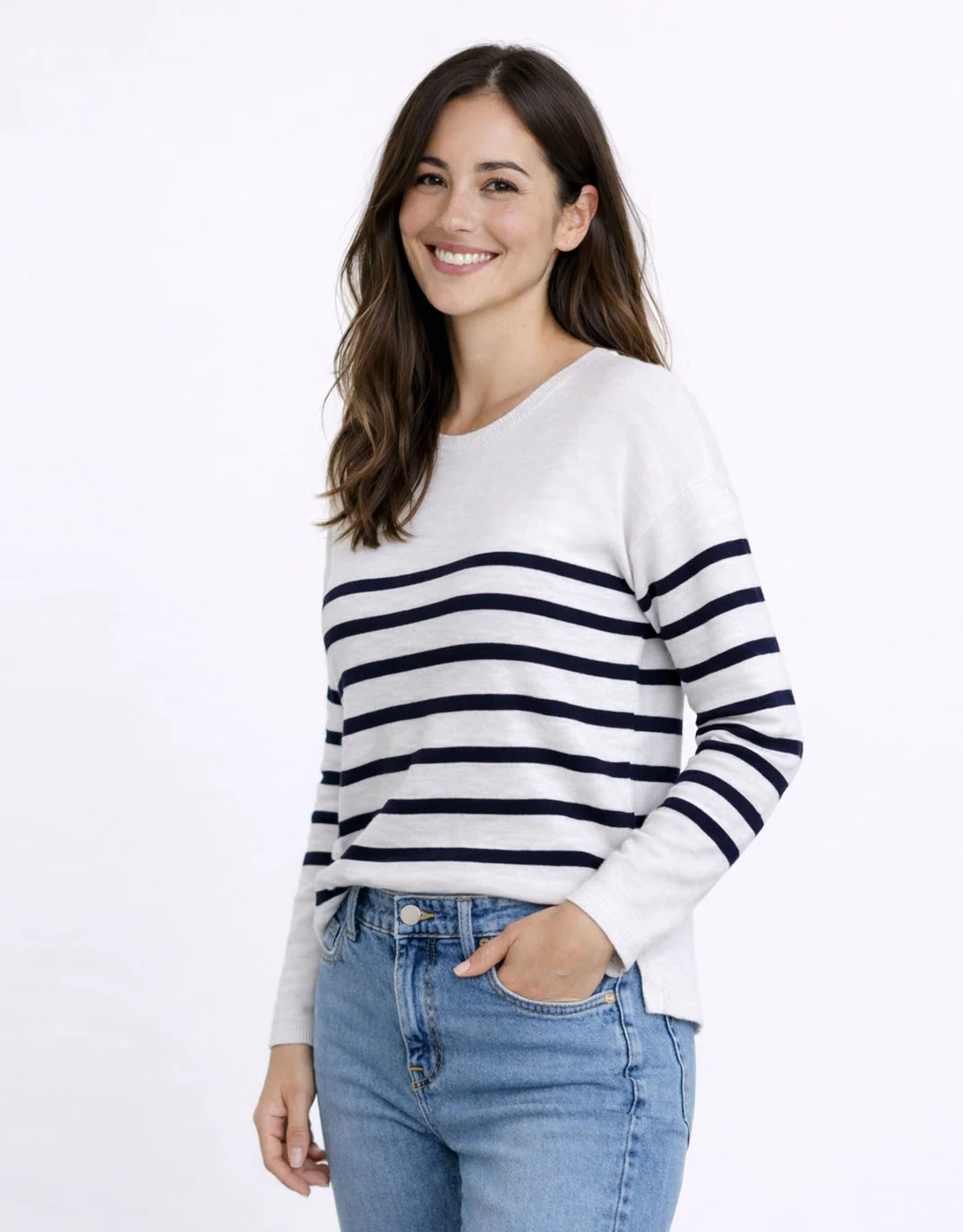 Bobbie Top - White/Navy - Image 2