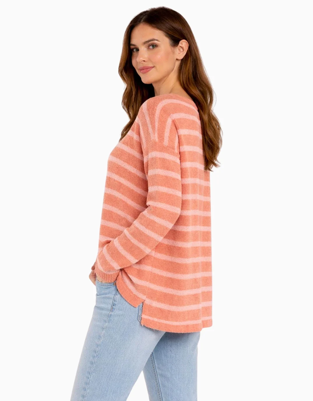 Bradford Knit Top - Coral/Pink Stripe - Image 3