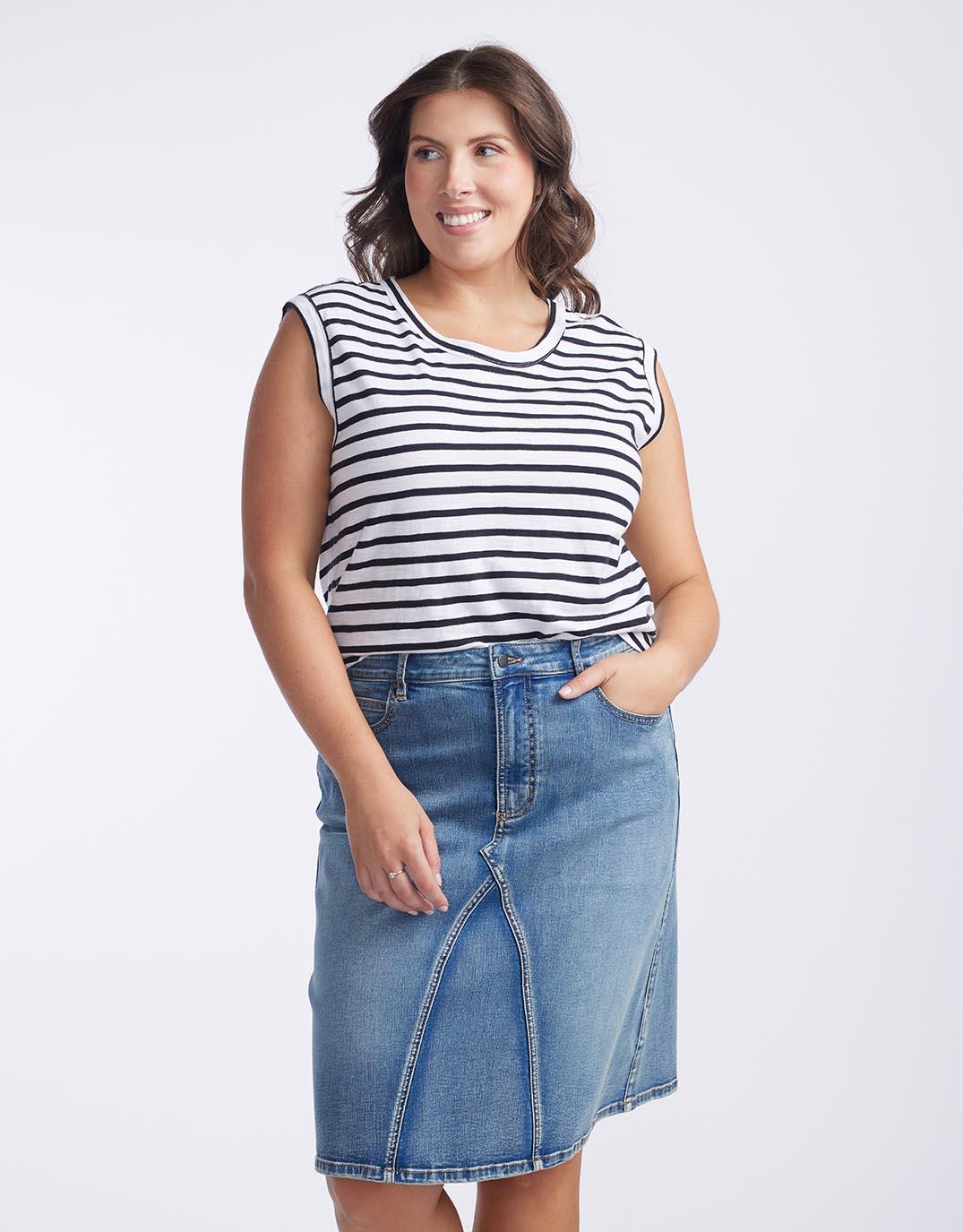 Cali Tank Top - Black/White Stripe - Image 3
