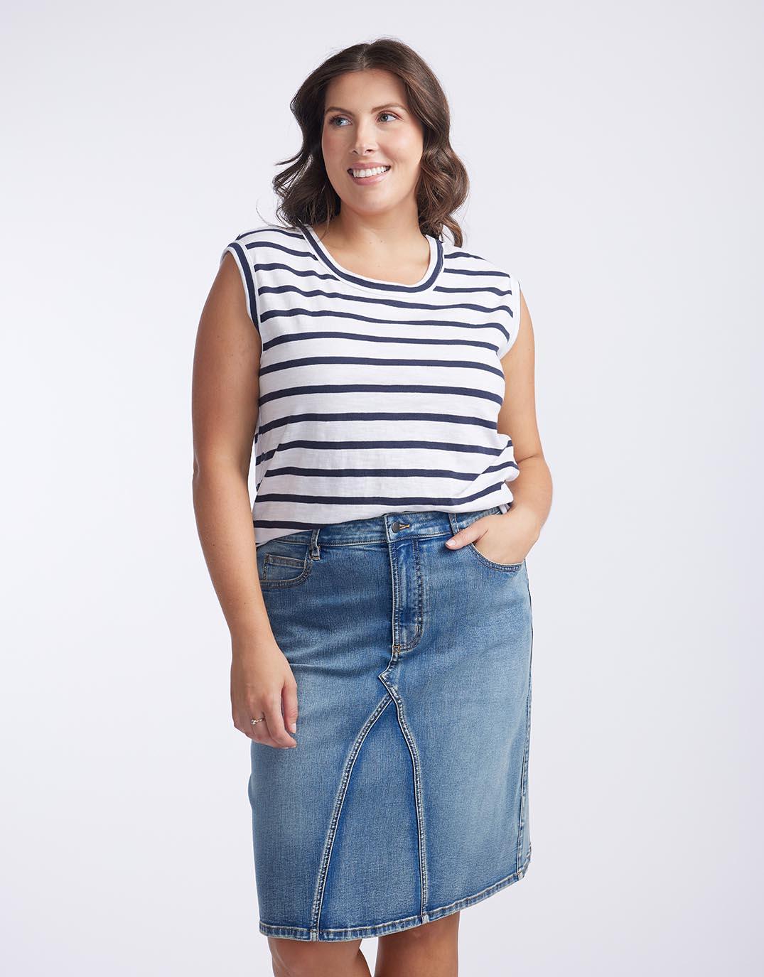 Cali Tank Top - Navy/White Stripe - Image 3