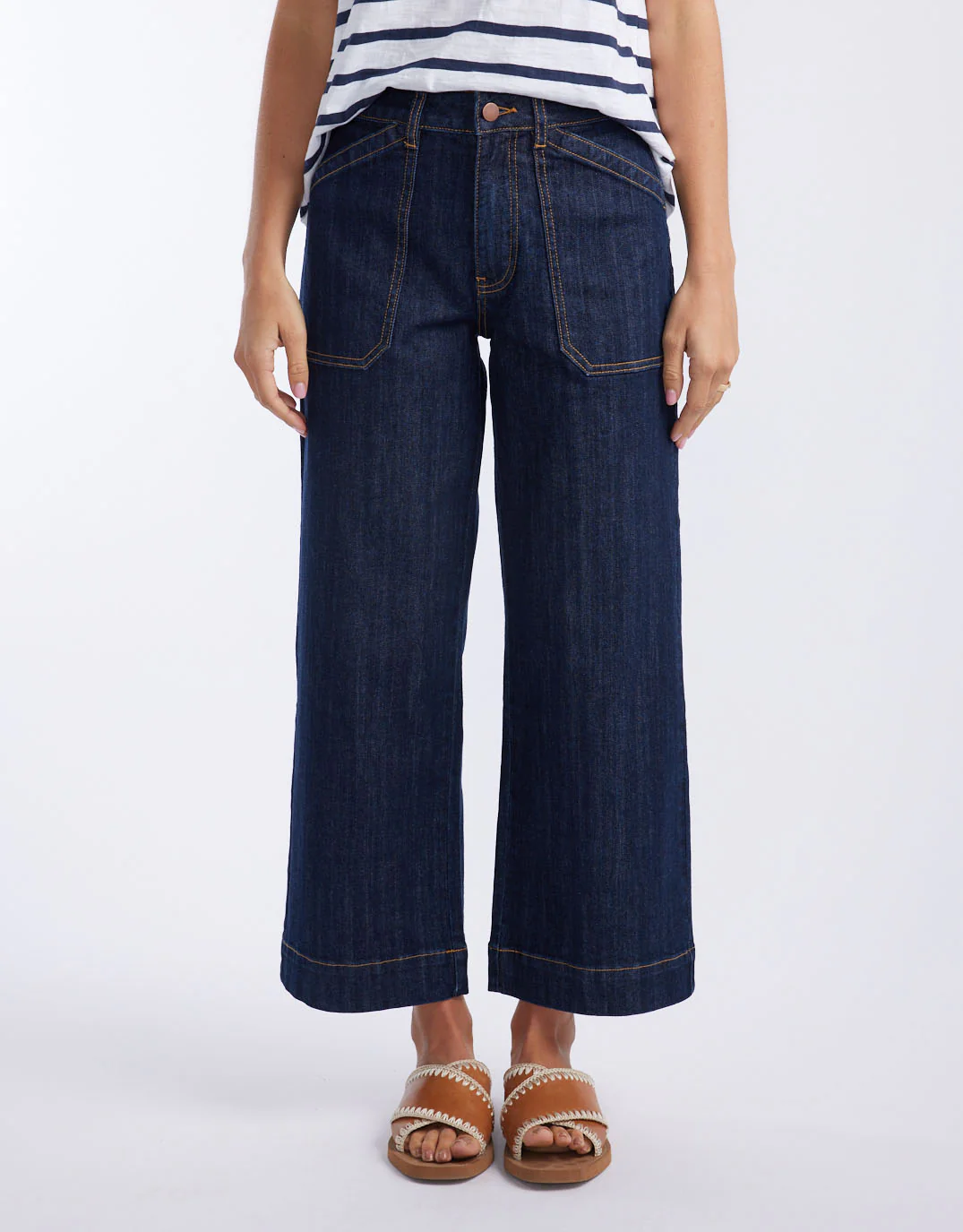 Catalina Cropped Wide Leg Jean - Indigo - Image 3