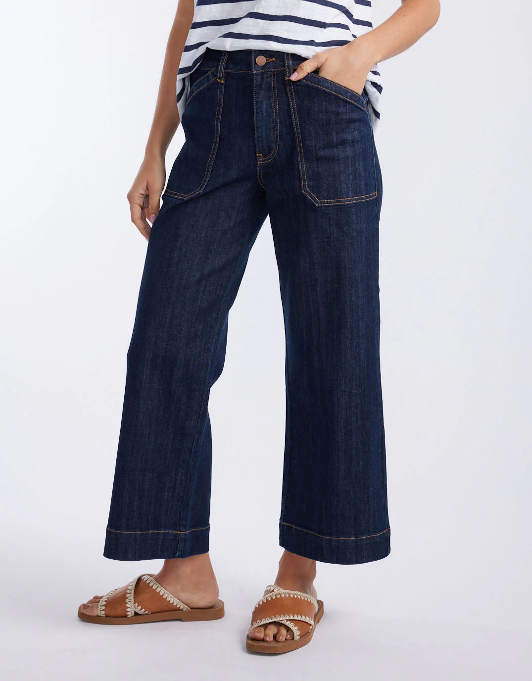 Catalina Cropped Wide Leg Jean - Indigo - Image 4