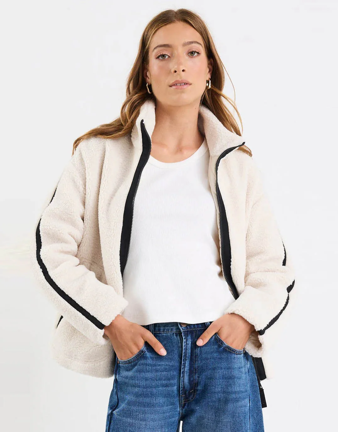 Chalet Sherpa Collared Jacket - Taupe - Image 3