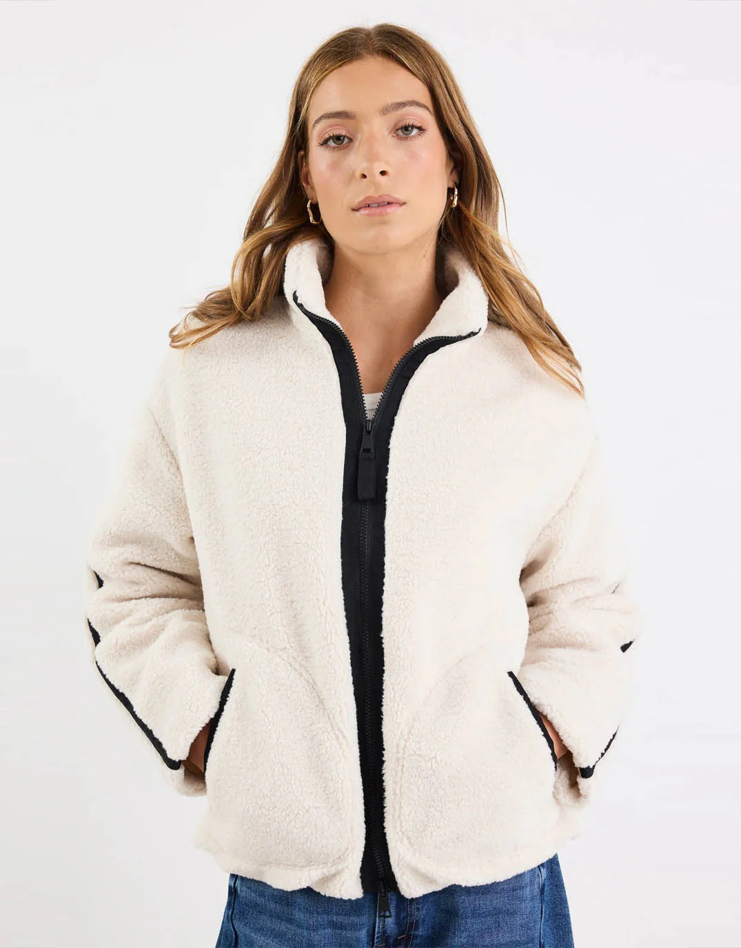 Chalet Sherpa Collared Jacket - Taupe - Image 4