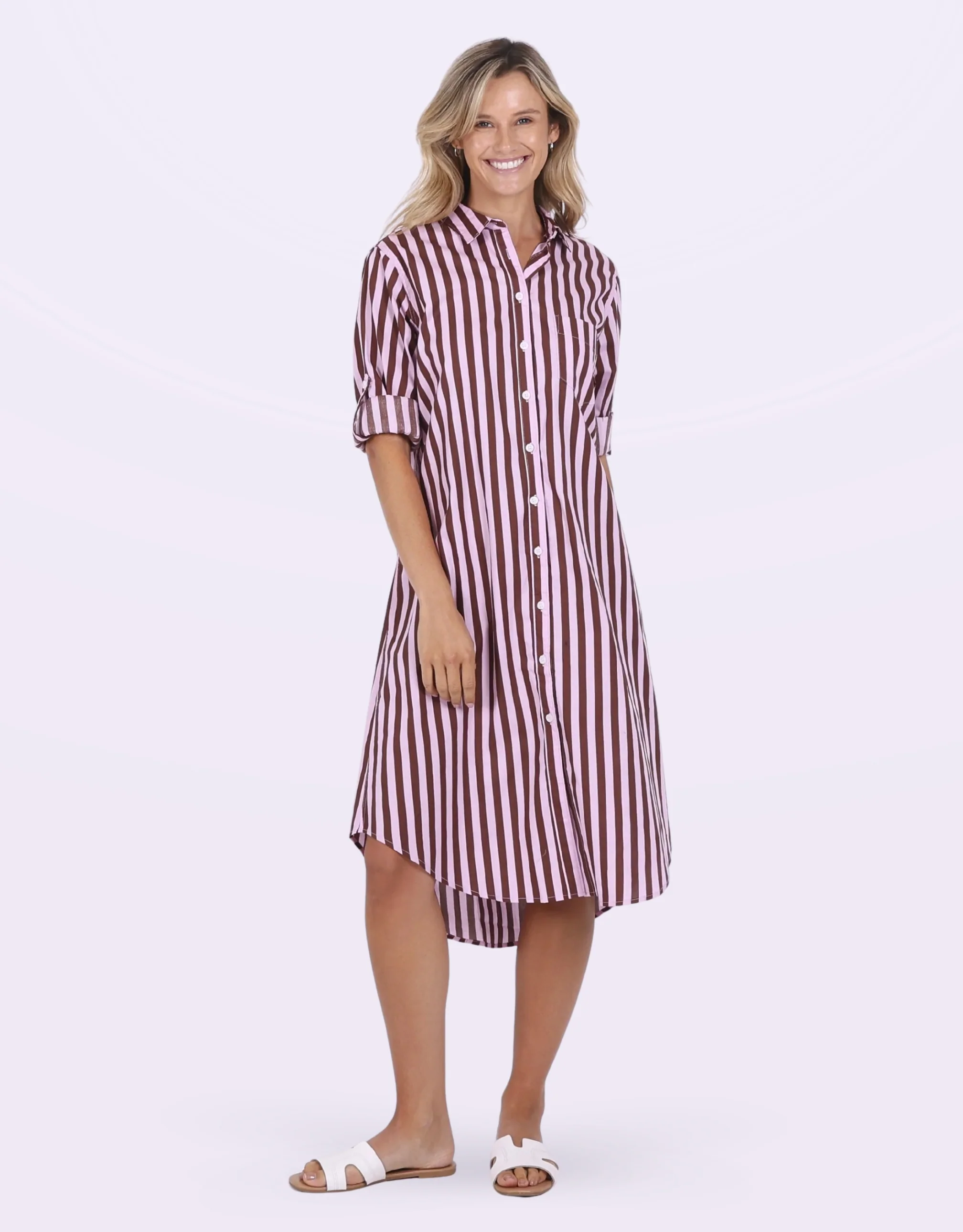 Chelsey Stripe Dress - Choc Stripe