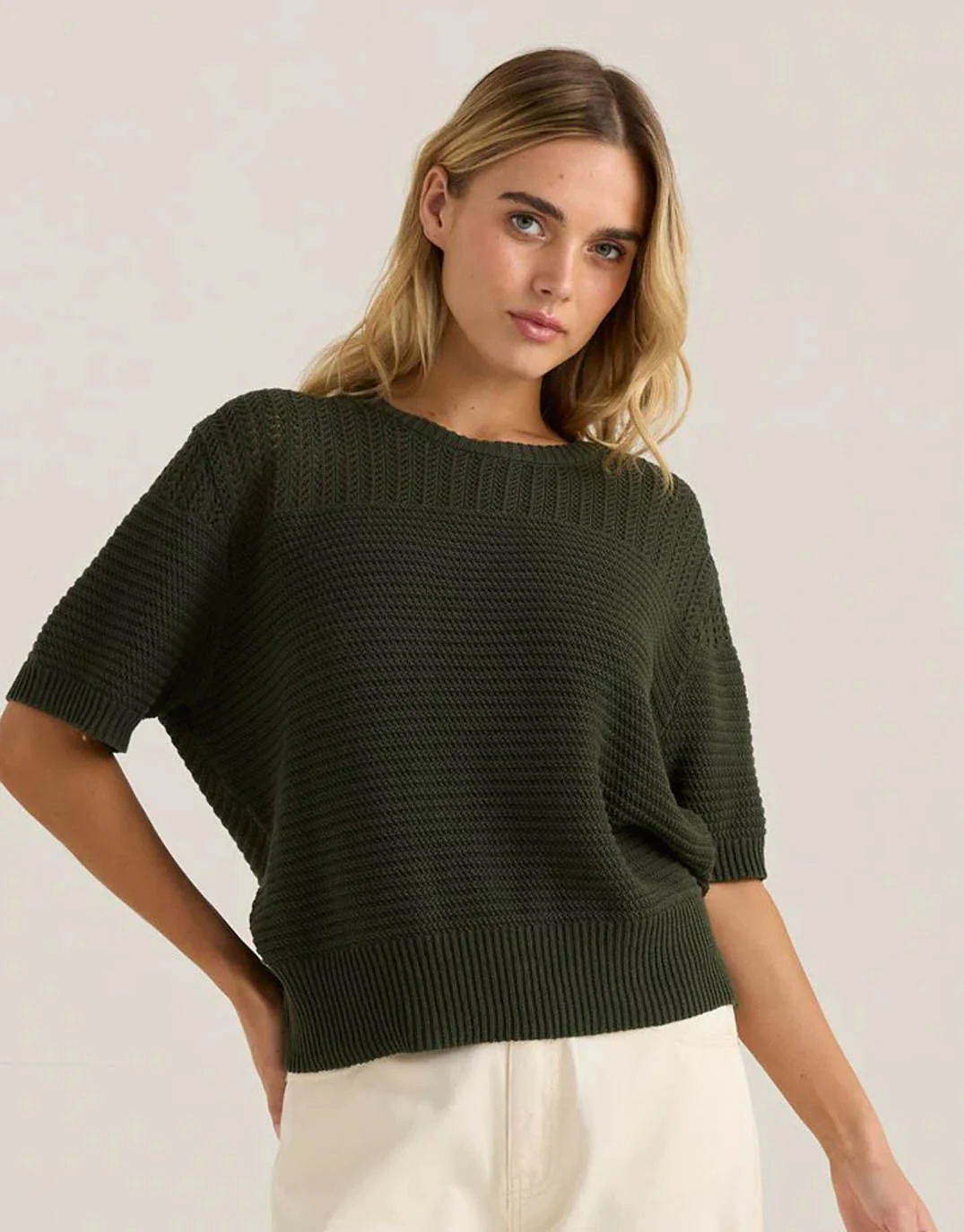 Cherri Knit Tee - Olive
