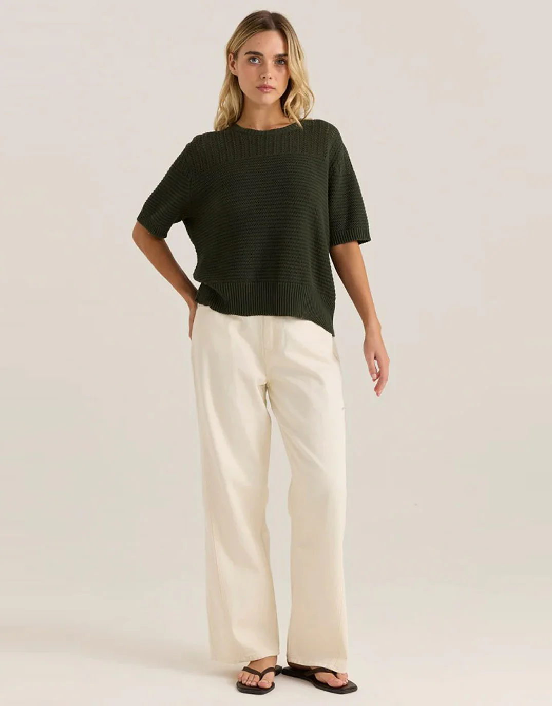 Cherri Knit Tee - Olive - Image 2