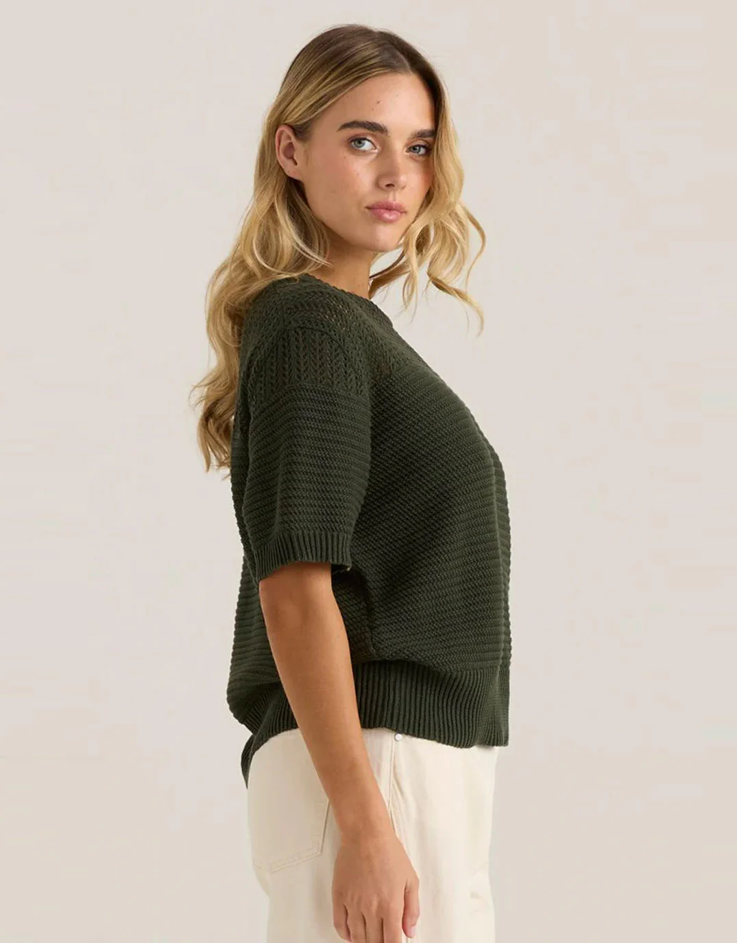 Cherri Knit Tee - Olive - Image 3