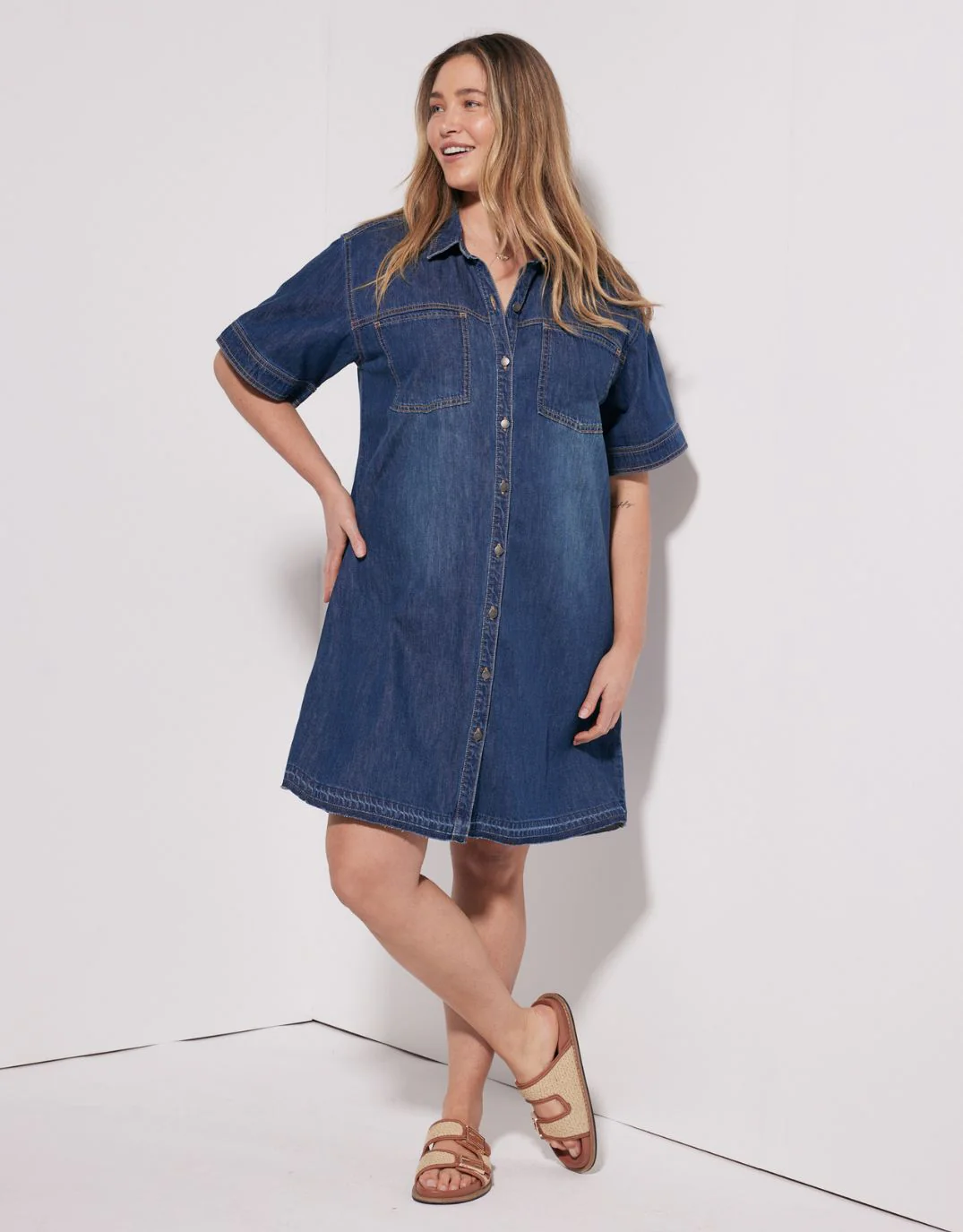 Claudia Denim Dress - Dark Wash - Image 3