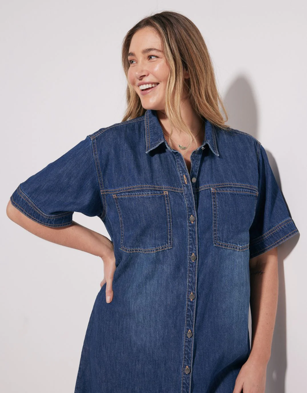 Claudia Denim Dress - Dark Wash - Image 4