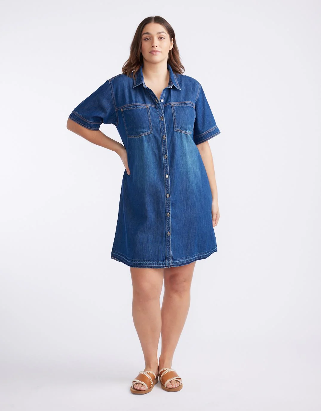Claudia Denim Dress - Dark Wash - Image 5