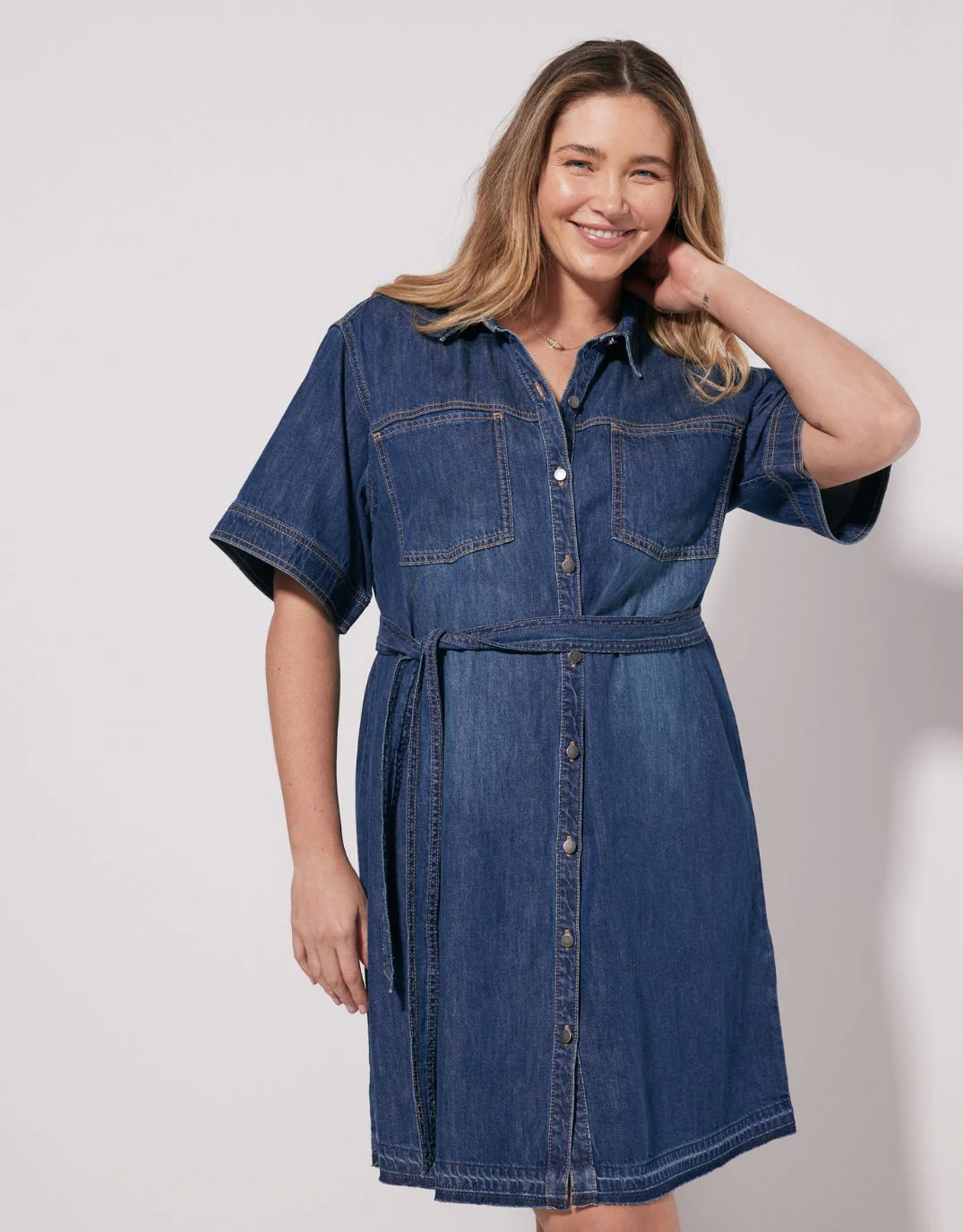 Claudia Denim Dress - Dark Wash - Image 6